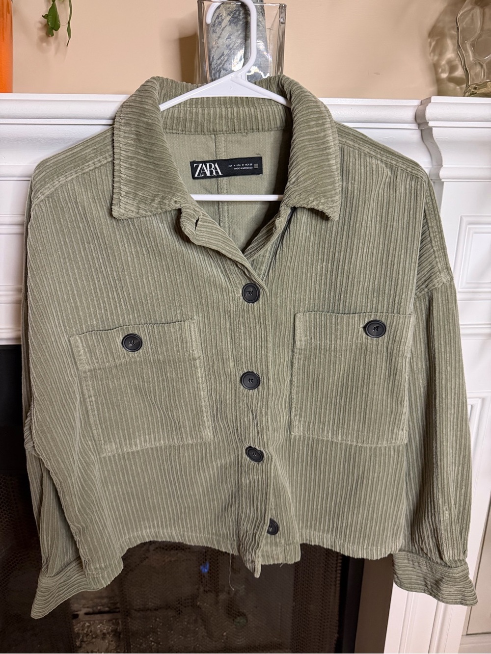 Zara Sage Green Corduroy Button-Up Jacket